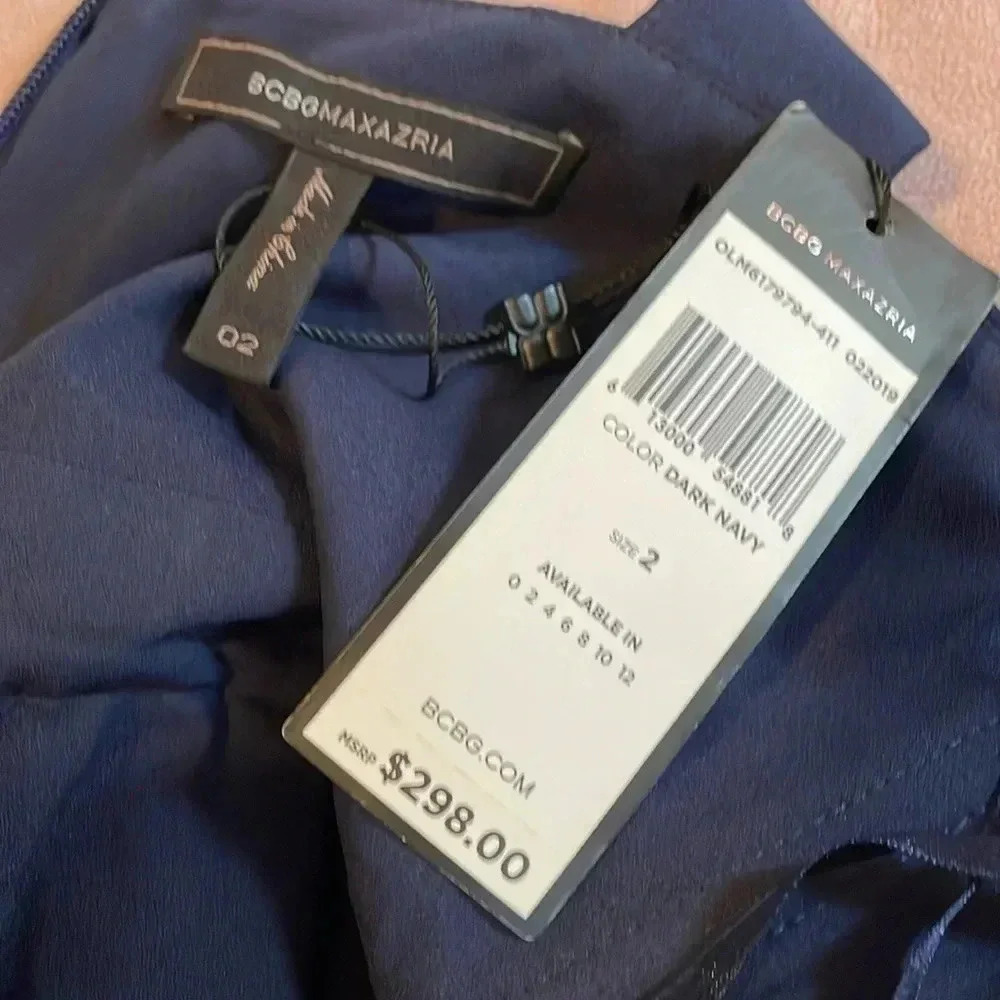 BCBG Cutout pleated peplum dress in navy blue New - Picture 13 of 13